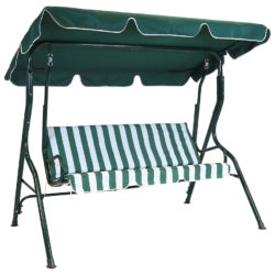 Charles Bentley 2 Seater Swing Seat - Green and White Striped